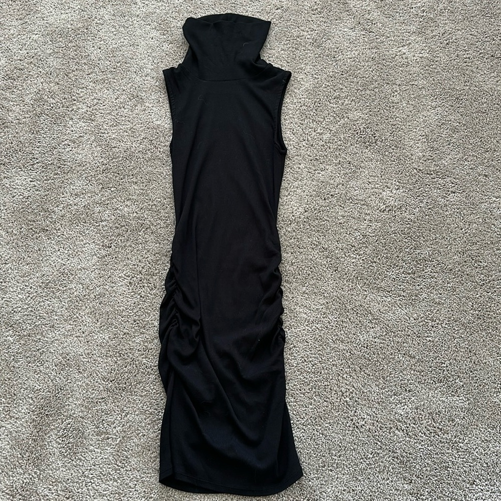 Michael Stars Black Turtleneck Ruched Tank Dress. Size Small. NWT